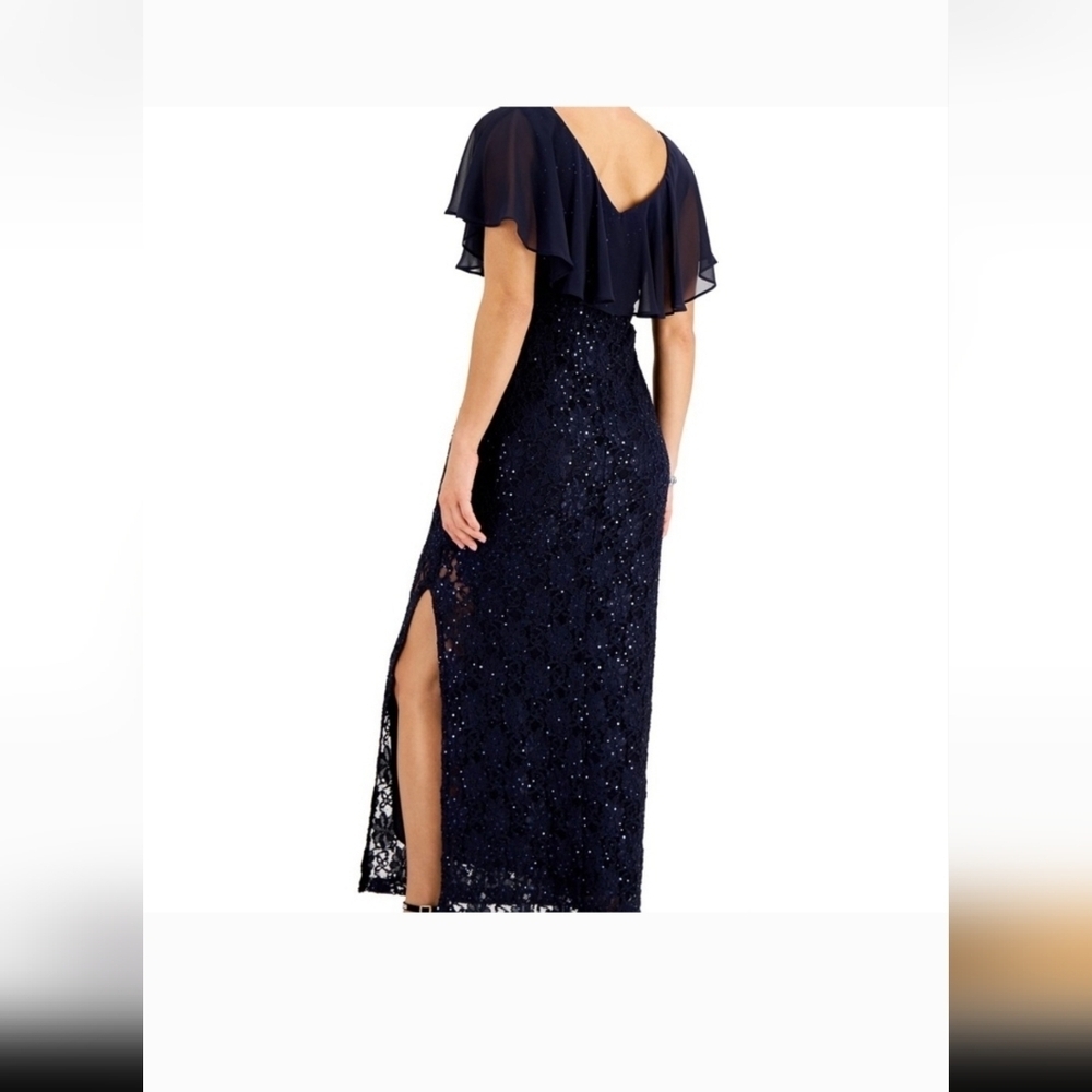 Elegant Navy Lace Gown - Picture 8 of 8